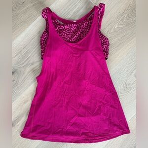 Lululemon Women's Pink Leopard Print Built in Bra Tank Top